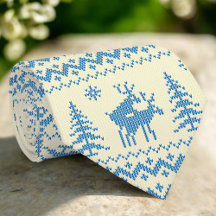 Alegre Reno Navideño Árbol Nieve Azul Patrón