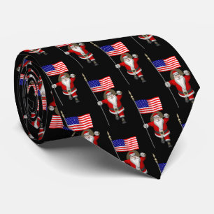 Corbata Alegre Santa Claus con bandera estadounidense