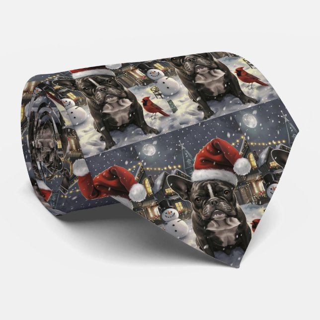 Corbata Alegría de los Navidades de invierno de Bulldog fr (Enrollado)