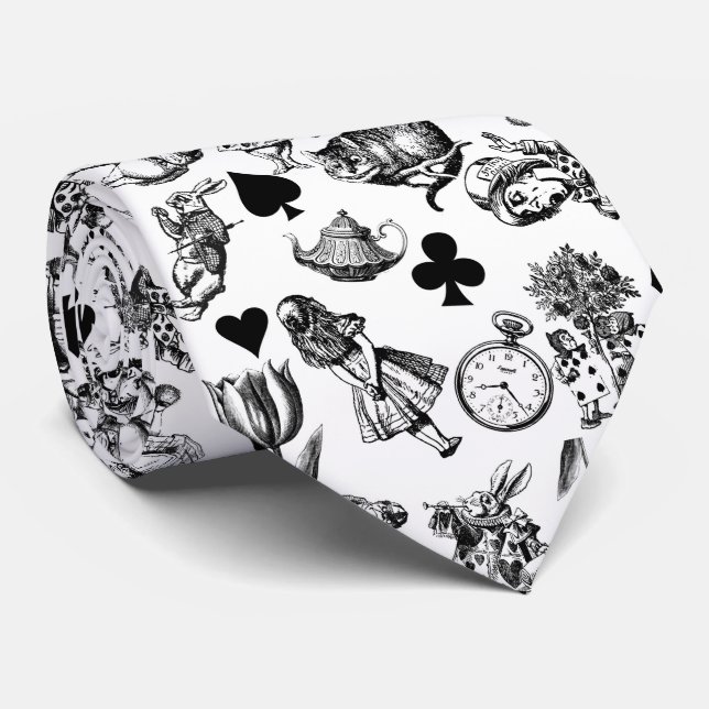 Corbata Alice White Rabbit Wonderland Classic (Enrollado)