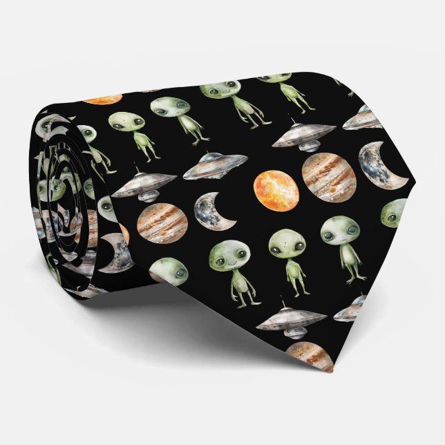 Corbata Alien y Spaceship (Enrollado)