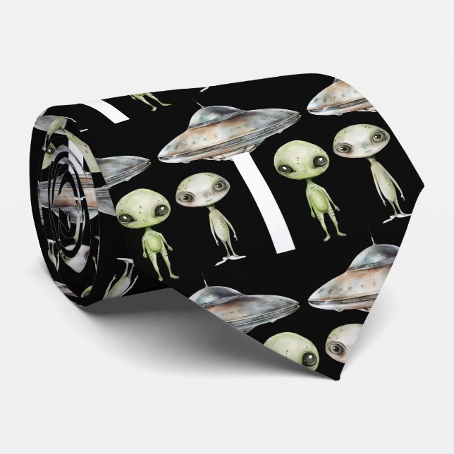 Corbata Alien y Spaceship (Enrollado)