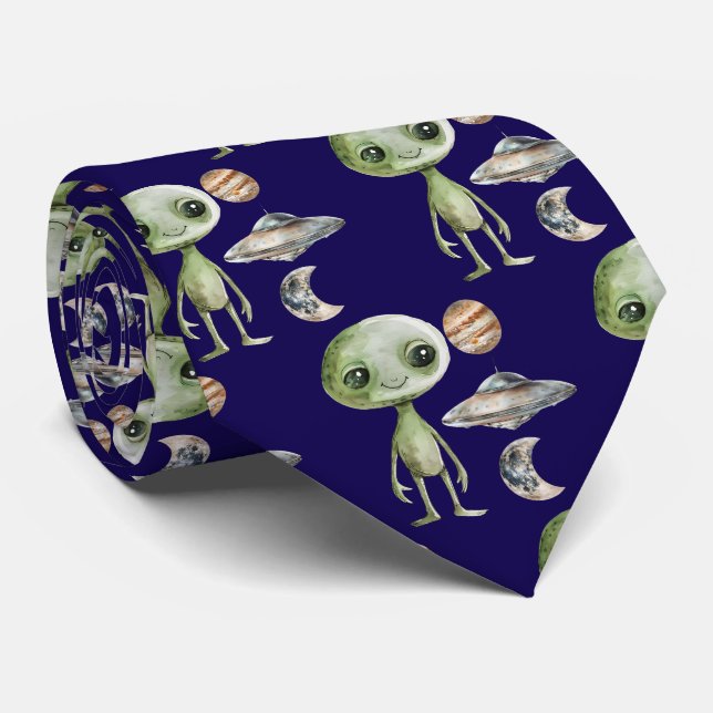 Corbata Alien y Spaceship (Enrollado)