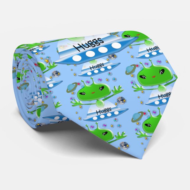 Corbata Alienígenas verdes lindos del espacio exterior con (Enrollado)