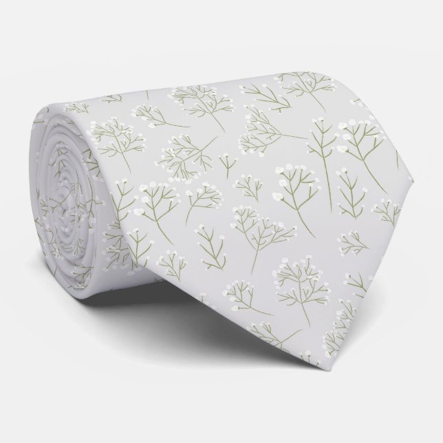 Corbata Aliento de Bebé Flor Blanca Gypsophila (Enrollado)