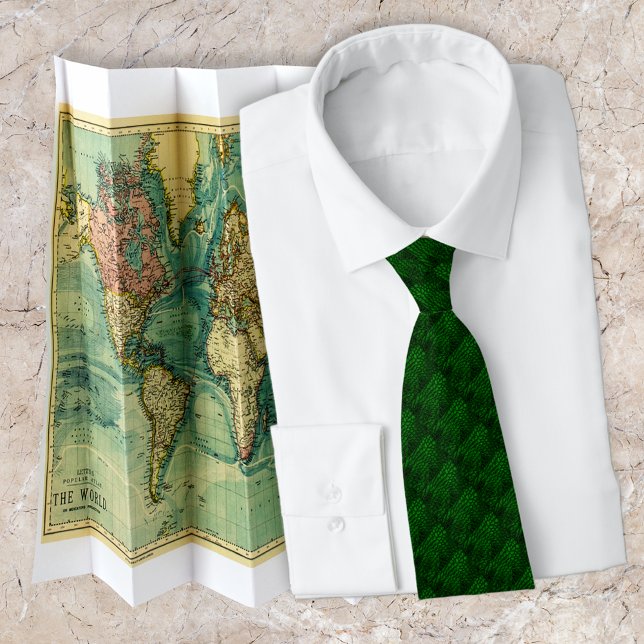 Corbata Alligator Green Faux Leather・Doble lado (Subido por el creador)