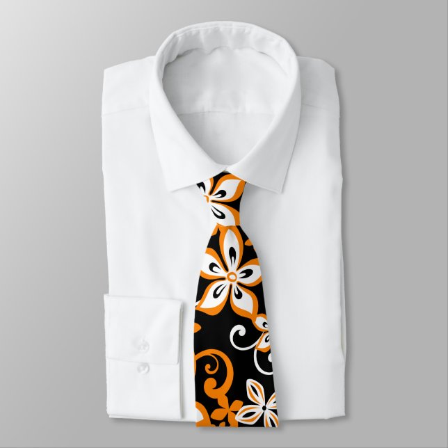 CORBATA ALOHA HAWAII (NEGRO/NARANJA) (Atado)
