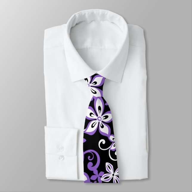 CORBATA ALOHA HAWAII (NEGRO/PURPLE) (Atado)