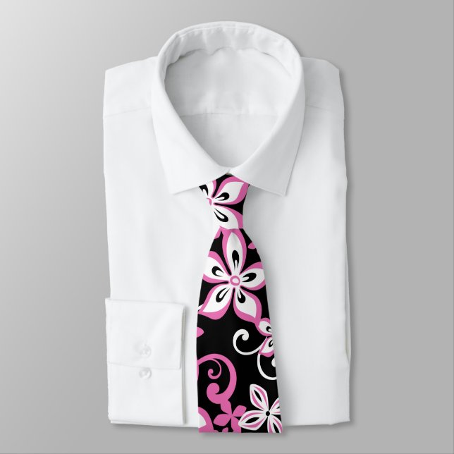 CORBATA ALOHA HAWAII (NEGRO/ROSA) (Atado)