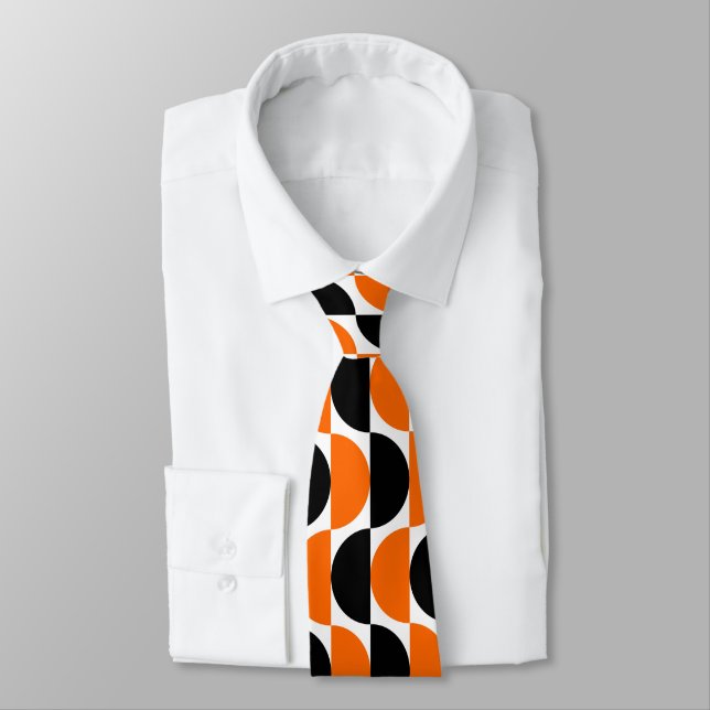 Corbata Alternating Crescents 01 - Naranja y negro (Atado)