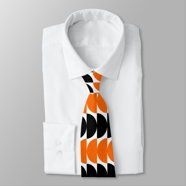 Corbata Alternating Crescents 02 - Naranja y negro (Atado)