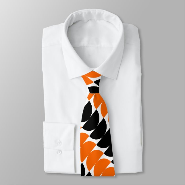 Corbata Alternating Crescents 02a - Naranja y negro (Atado)