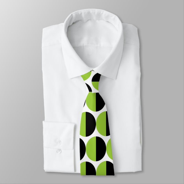 Corbata Alternating Crescents 05 - Martian Green and Black (Atado)