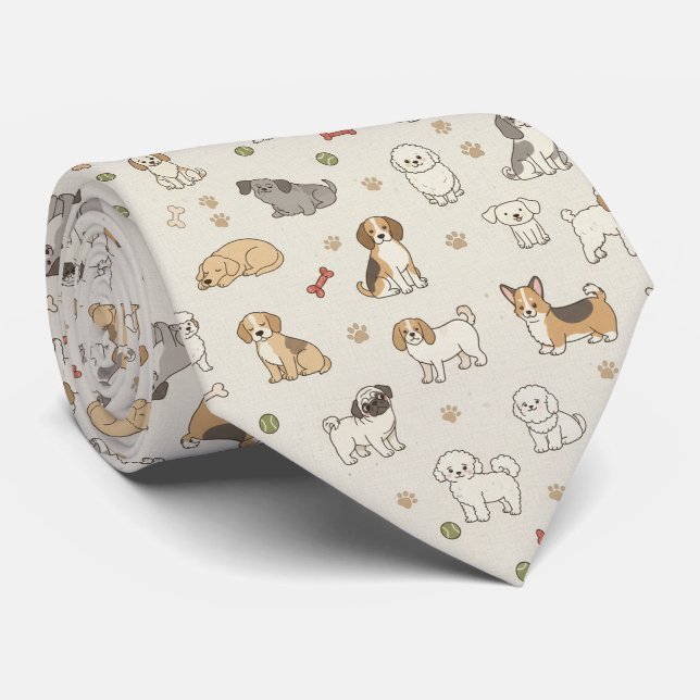 Corbata Amante de cachorros divertidos (Enrollado)