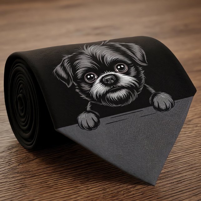 Corbata Amante de cachorros divertidos Affenpinscher (Affenpinscher neck tie.)