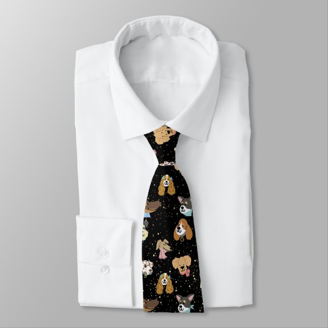 CORBATA AMANTE DE PERRO NEGRO NEGRO NEGRO NEGRO TIE (Atado)