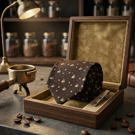 Corbata Amante del Café Oscuro Marrón