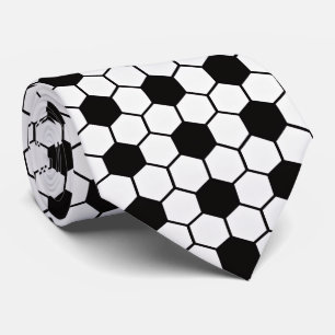 Corbata Amante del Fútbol Balones de Fútbol Negro y Blanco