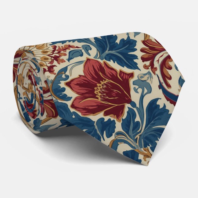 Corbata Amapolas de William Morris Patrón Art Nouveau flor (Enrollado)