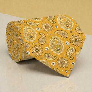 Corbata amarilla de cachemira retro hippie