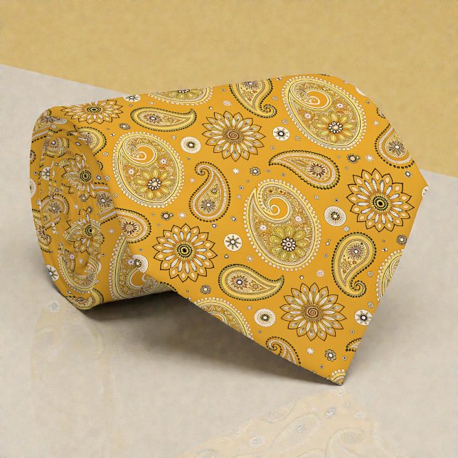 Corbata amarilla de cachemira retro hippie (Subido por el creador)