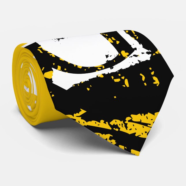 Corbata amarilla monogramo moderna (Enrollado)