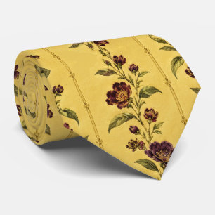 Corbata Amarilla y Ciruela de Peonía Vintage