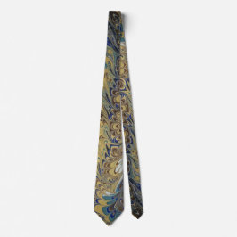 Corbata Amarilla y Marrón con Diseño de Mármol