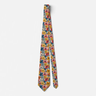 Corbata Amarillo, azul, floral roja
