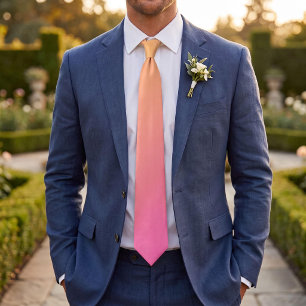 Corbata Amarillo Brillante y Gradiente Ombre Rosa