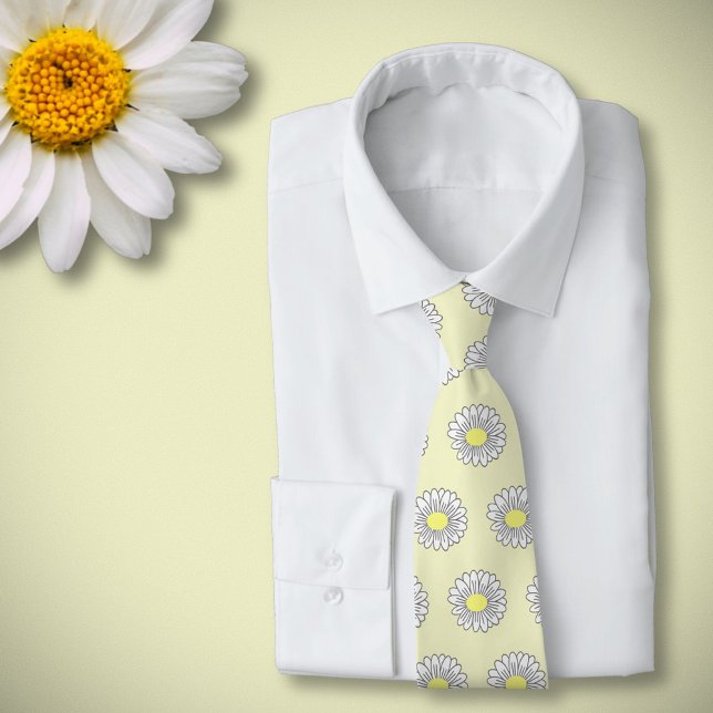 Corbata Amarillo de la flor Daisy Pastel Botánico (Daisy Flower Yellow Neck Tie)
