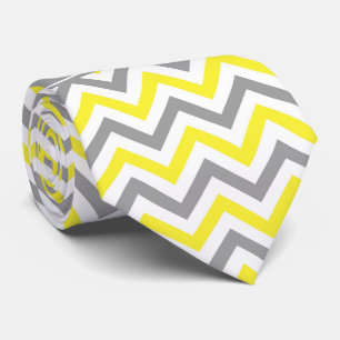 Corbata Amarillo Gris Oscuro Blanco LG Chevron Gris Monogr