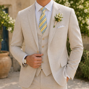 Corbata Amarillo Mantequilla Azul Polvo Regimental Heritag