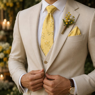 Corbata Amarillo Mimosa Cítrico Botánico Mantequilla Cálid