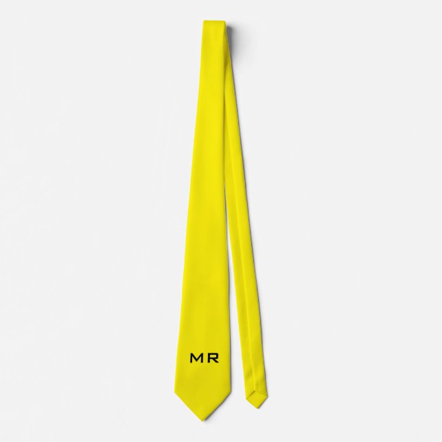 Corbata Amarillo monogramado atractivo (Anverso)