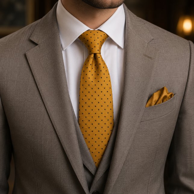 Corbata Amarillo Mostaza Negro Italiano Poder Lujo (Subido por el creador)
