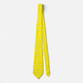 Corbata amarillo punteado blanco