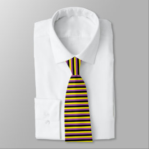 Corbata Amarillo, púrpura y rayas negras
