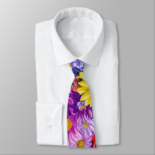 Corbata Amarillo Rojo Azul Rojo Verde Jardín Flores Cuello