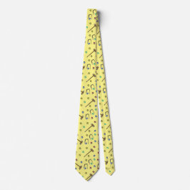 Corbata Amarillo vintage del patrón de croquet boho