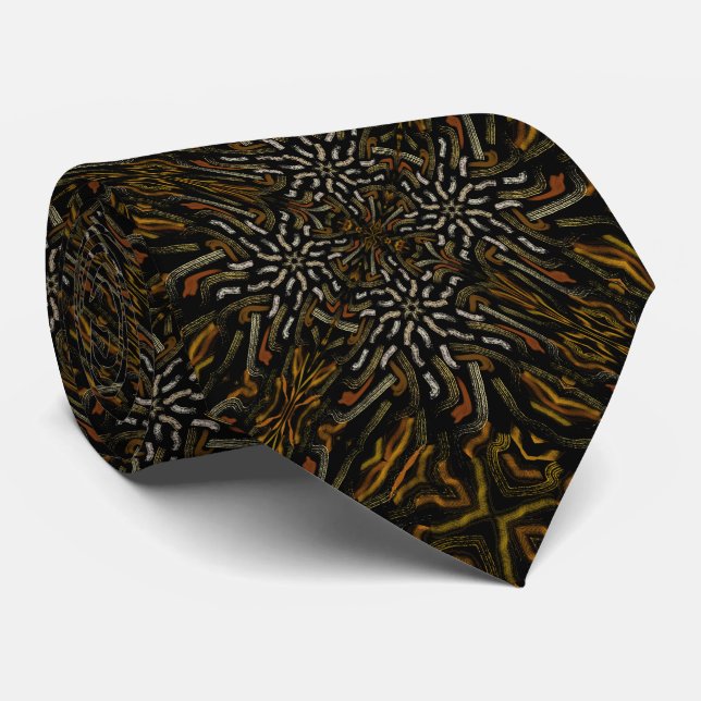 Corbata Amarillos Dorados Cremosos Patrón Rastrillado Sobr (Enrollado)