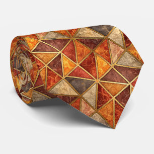 Corbata Ámbar Fundido y Geométrico Carmesí - Mosaico de Má