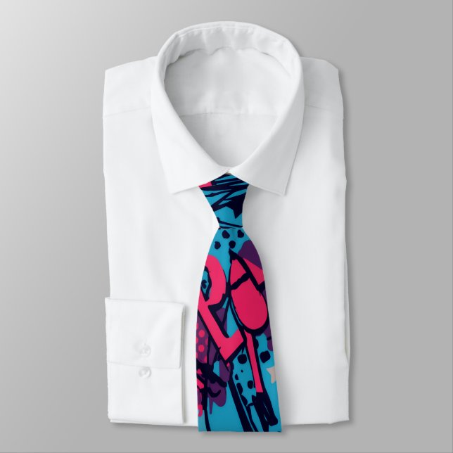 Corbata ambiente pop neón de los 80 (Atado)