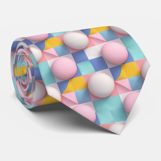 Corbata Ámbitos 3D Pastel y Patrón Geométrico (Enrollado)