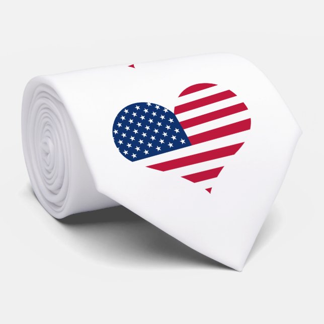 Corbata América bandera de Estados Unidos corazón (Enrollado)