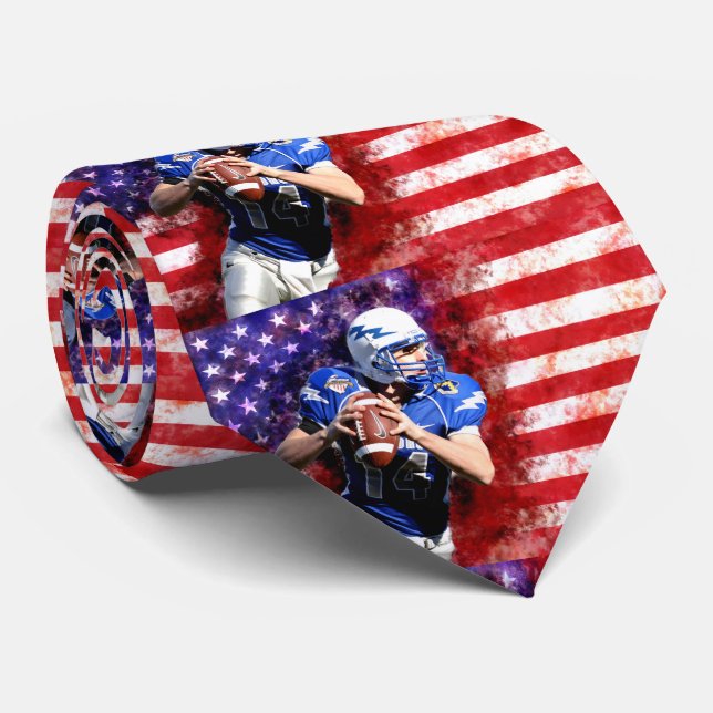 Corbata American Flag Football Patriotic Neck Tie (Enrollado)