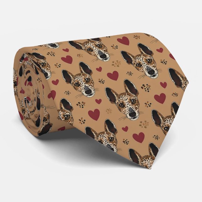 Corbata American Leopard Hound Valentine Hearts Pattern (Enrollado)