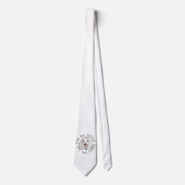 Corbata Amo a mi pequeño perro blanco (rescatado) (Anverso)