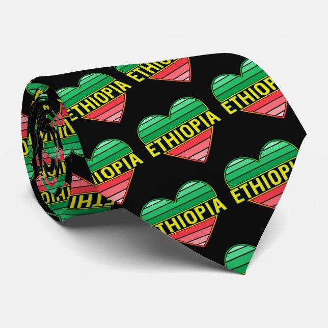 Corbata Amo Etiopía, corazón etíope (Enrollado)
