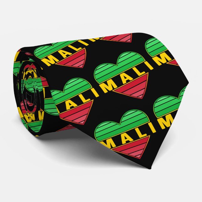 Corbata Amo Mali, corazón maliense (Enrollado)